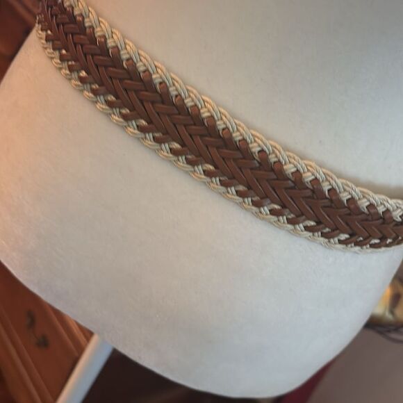 Coldwater Creek Brown and Cream Braided Belt with Ornate Buckle - M - Picture 2 of 7